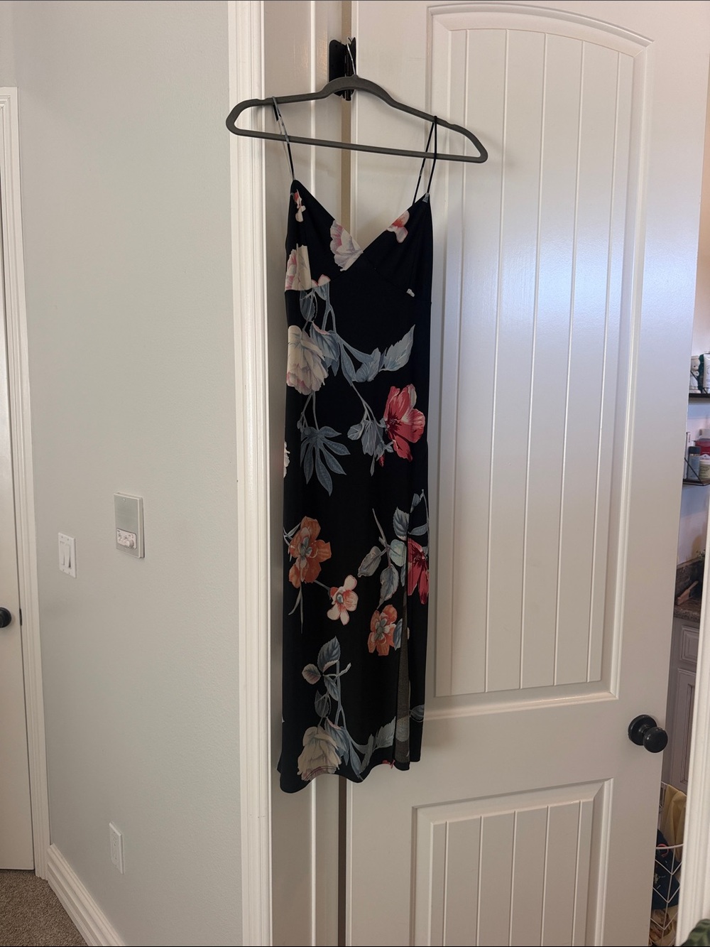 Windsor Black Floral Slip Midi Dress